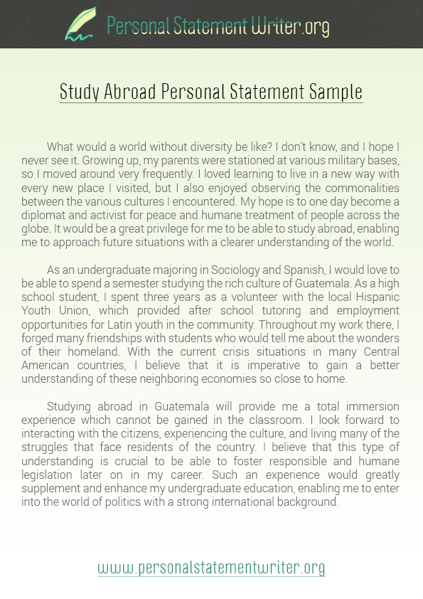 study abroad personal statement