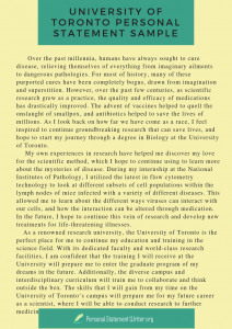 university of toronto personal statement sample university of toronto personal statement sample