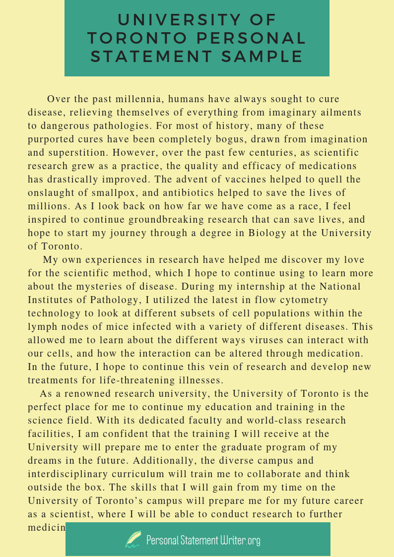 personal statement for university sample