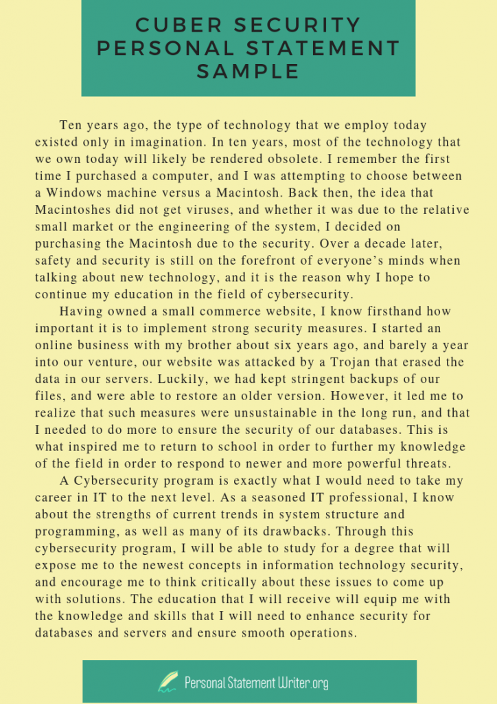 cyber security personal statement undergraduate