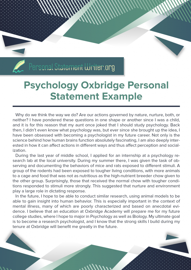 oxford personal statement questions