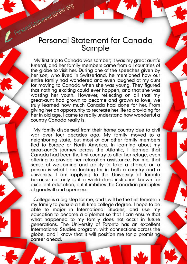 personal statement for university canada