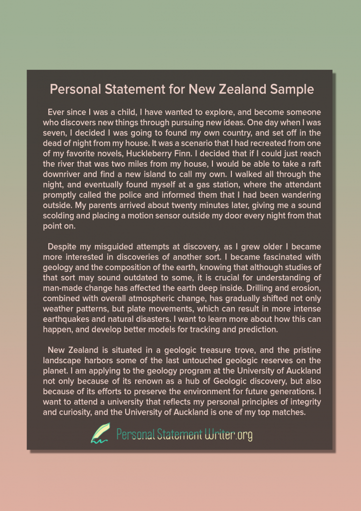 Assistance writing a personal statement