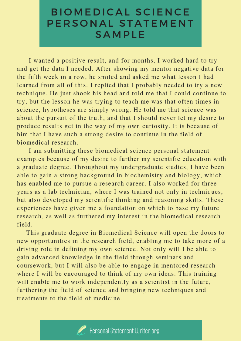 personal statement for masters in biomedical science