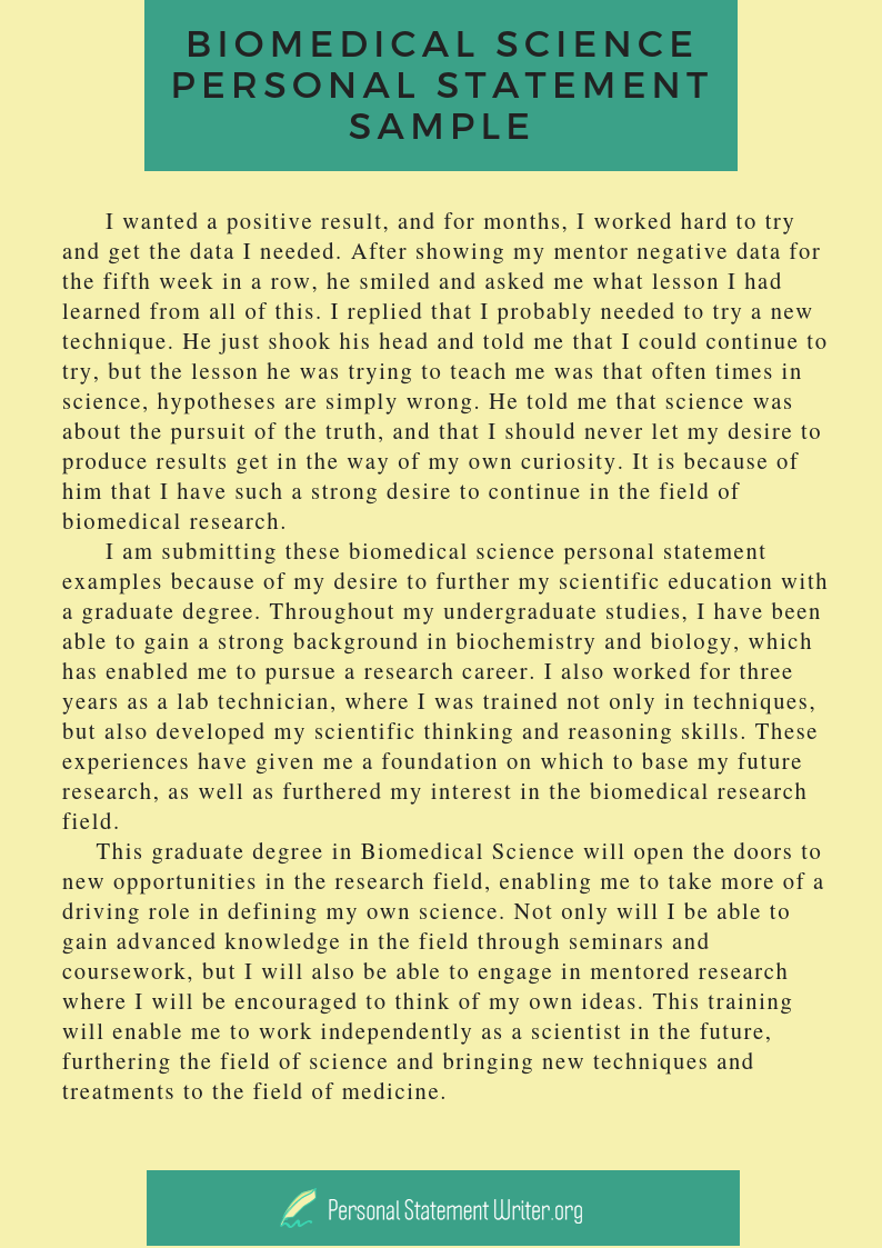 scientific masters personal statement