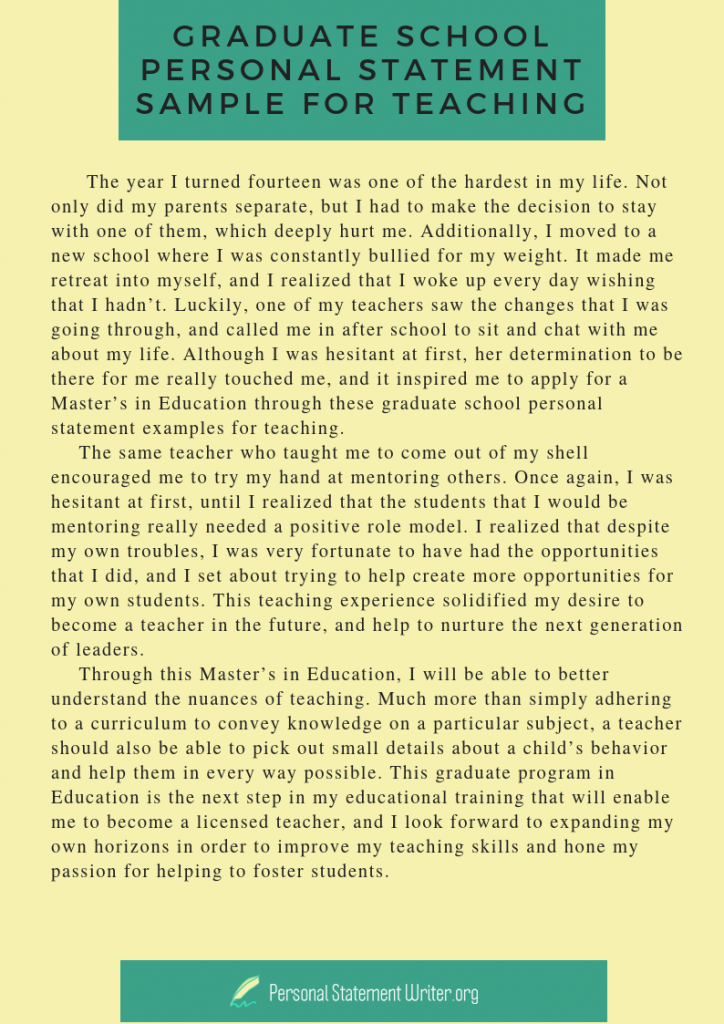 Examples of a personal statement for graduate school