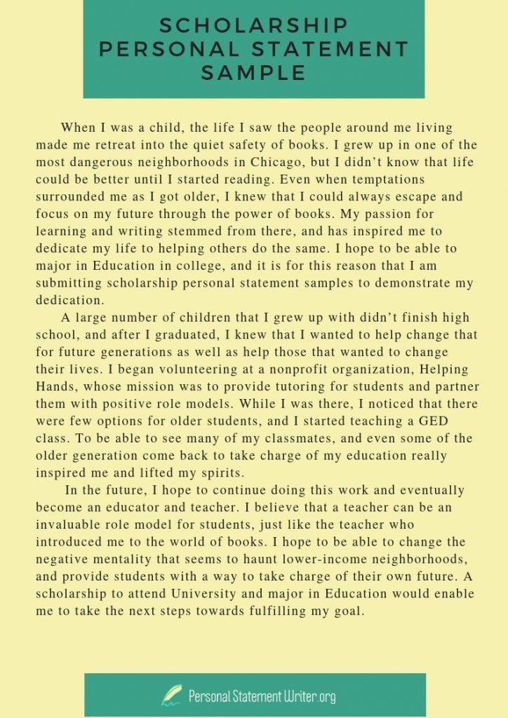 student personal statement for scholarship