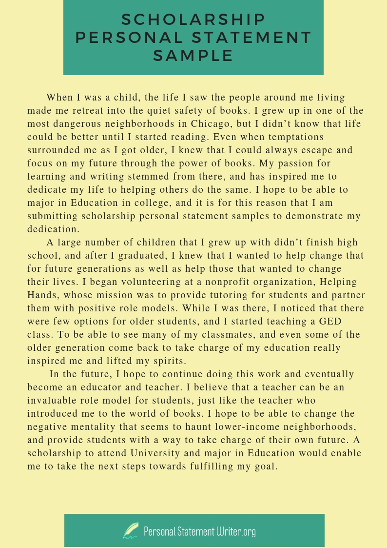 Check Out Our Personal Statement For Scholarship Sample