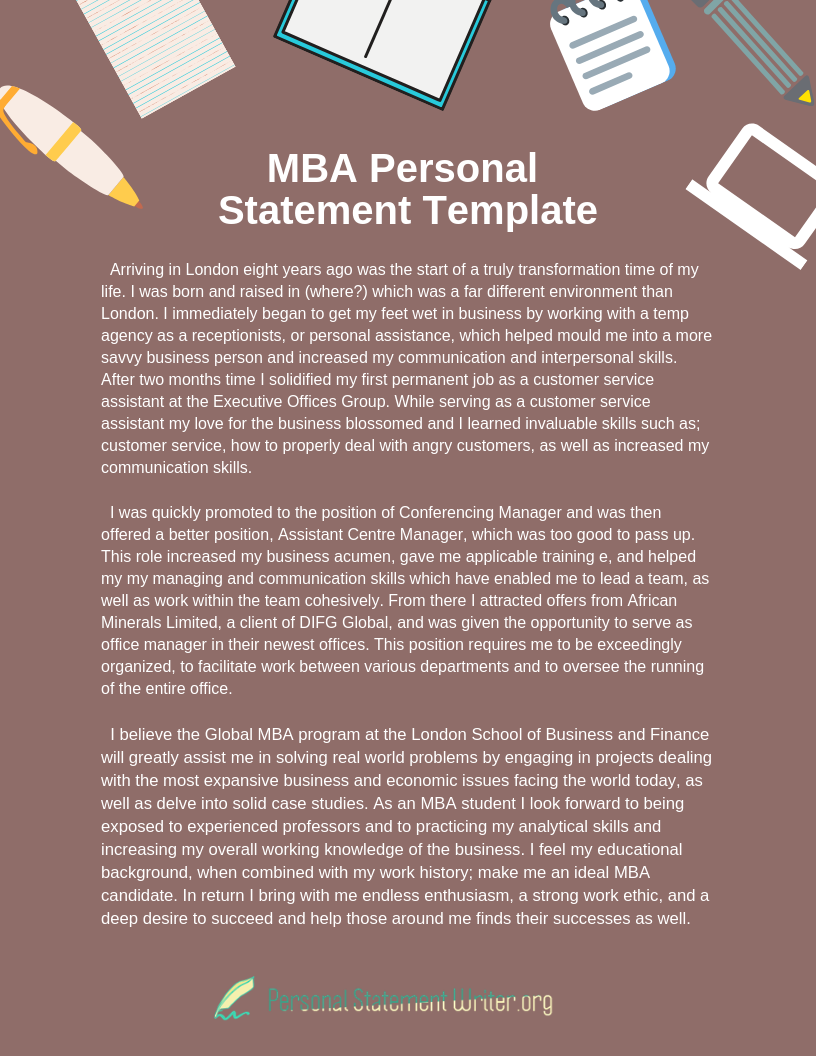 personal statement for mba program