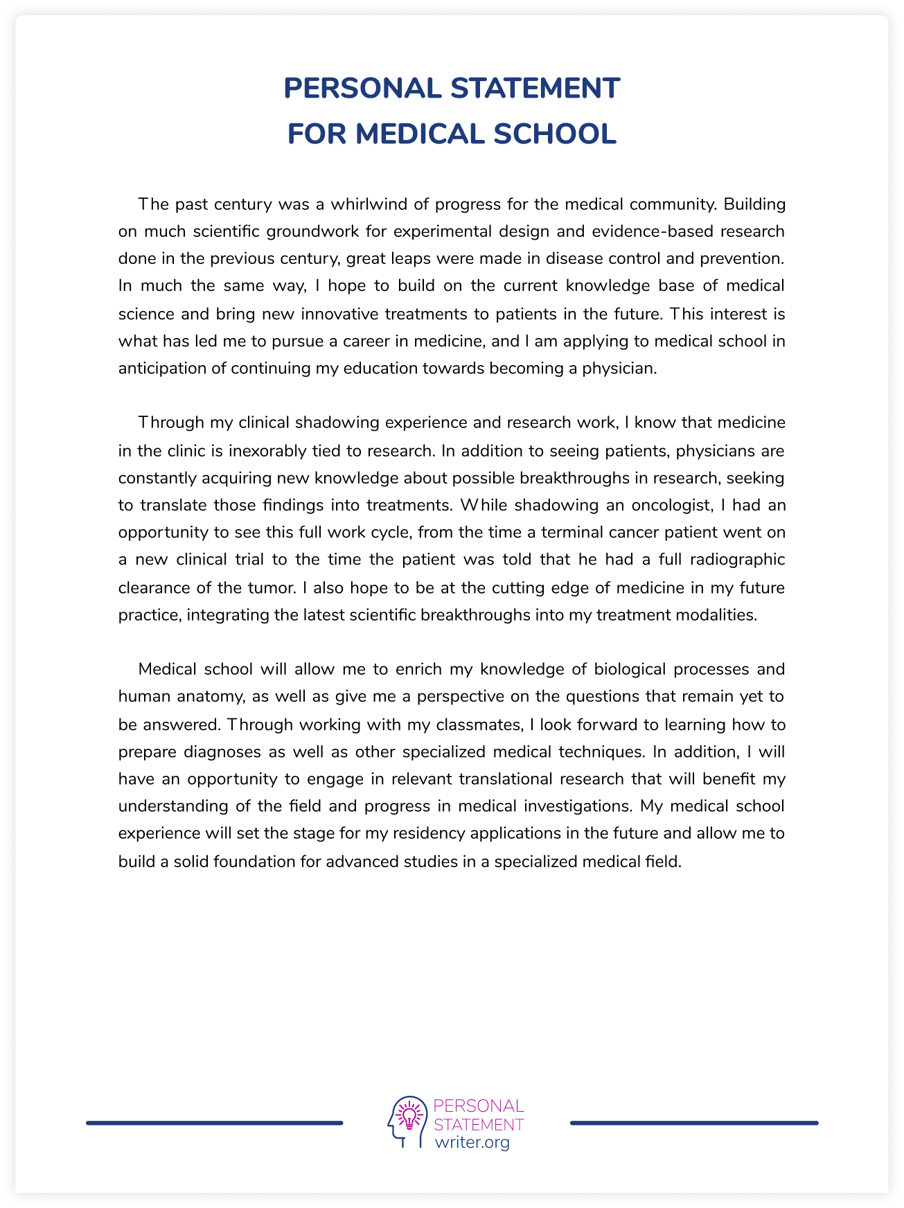 Short personal statement examples picture